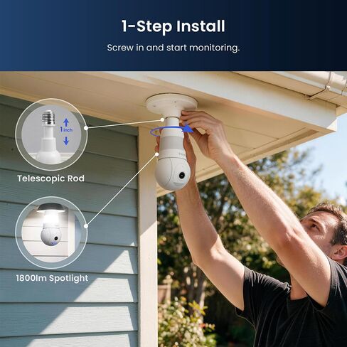 3MP 2K Light Bulb Security Camera, 2.4GHz & 5GHz WiFi Indoor Outdoor Camera with Full Color Night Vision, Motion Detection, Two-Way Audio, Compatible with Alexa, E26/E27 Socket in Saudi Arabia