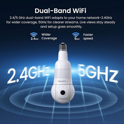 3MP 2K Light Bulb Security Camera, 2.4GHz & 5GHz WiFi Indoor Outdoor Camera with Full Color Night Vision, Motion Detection, Two-Way Audio, Compatible with Alexa, E26/E27 Socket in Saudi Arabia