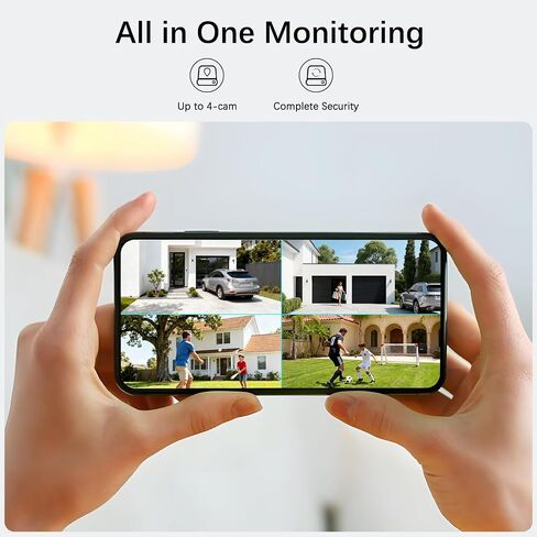 Solar Security Cameras Wireless Outdoor,4 Cam-Kit,Solar-Powered,No Subscription,Home Security Cameras System with 4MP Color Night Vision,Auto Tracking,Spotlight & Siren,64GB Memory Card,2.4 & 5G WiFi in Kuwait