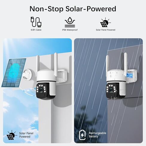 Solar Security Cameras Wireless Outdoor,4 Cam-Kit,Solar-Powered,No Subscription,Home Security Cameras System with 4MP Color Night Vision,Auto Tracking,Spotlight & Siren,64GB Memory Card,2.4 & 5G WiFi in Kuwait