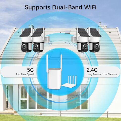 Solar Security Cameras Wireless Outdoor,4 Cam-Kit,Solar-Powered,No Subscription,Home Security Cameras System with 4MP Color Night Vision,Auto Tracking,Spotlight & Siren,64GB Memory Card,2.4 & 5G WiFi in Kuwait