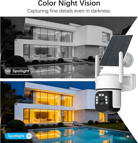 Solar Security Cameras Wireless Outdoor,4 Cam-Kit,Solar-Powered,No Subscription,Home Security Cameras System with 4MP Color Night Vision,Auto Tracking,Spotlight & Siren,64GB Memory Card,2.4 & 5G WiFi in Kuwait
