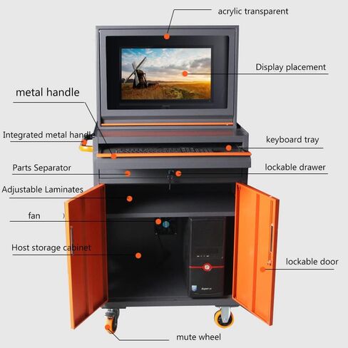 Desktop Mobile Cart with Monitor Mount Industrial Computer Cabinet in Saudi Arabia