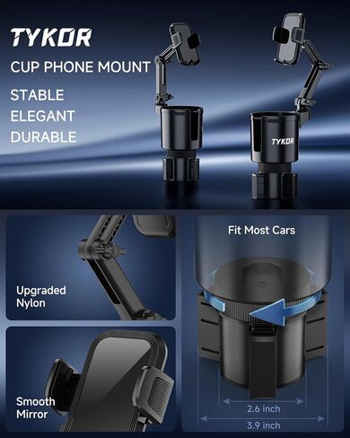 TYKOR Cup Holder Phone Holder for Your Car, 2 in 1 Cup Holder Phone Mount in Kuwait