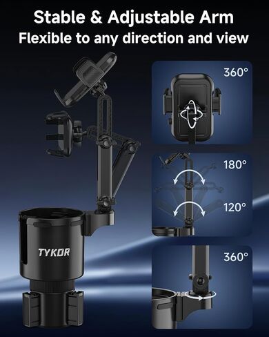 TYKOR Cup Holder Phone Holder for Your Car, 2 in 1 Cup Holder Phone Mount in Kuwait
