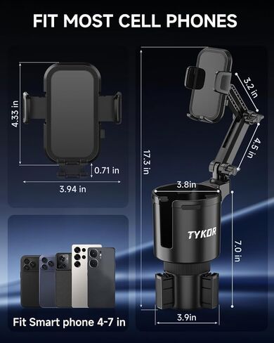 TYKOR Cup Holder Phone Holder for Your Car, 2 in 1 Cup Holder Phone Mount in Kuwait