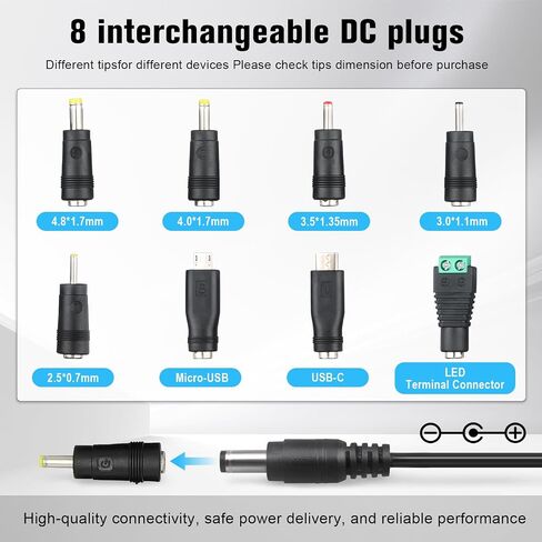 COOLM Universal 6V Power Supply Charger AC DC Adapter with 8 DC Plug Tips in Kuwait