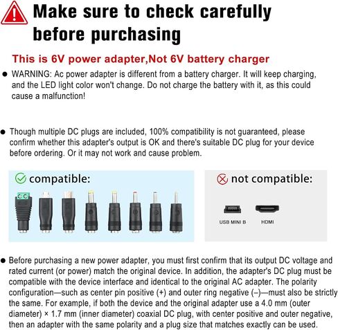 COOLM Universal 6V Power Supply Charger AC DC Adapter with 8 DC Plug Tips in Kuwait