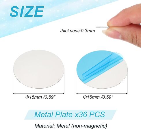 PATIKIL 15mm Metal Plate for Phone Magnet, 36pcs Round Adhesive Metal Plate Replacement Stickers for Magnetic Car Mount Holder Phone Case Wall, Silver Tone in Kuwait