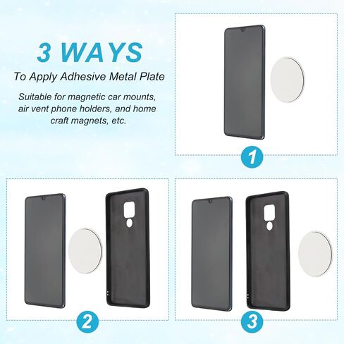 PATIKIL 15mm Metal Plate for Phone Magnet, 36pcs Round Adhesive Metal Plate Replacement Stickers for Magnetic Car Mount Holder Phone Case Wall, Silver Tone in Kuwait