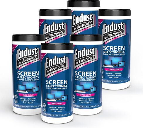 Endust For Electronics; Screen & Surface Cleaning Wipes, For TV, Phone, Computer Monitor, Laptop, Tablet, Pre-Moistened, Alcohol and Ammonia Free, 70 Count, 6 Pack (11506P6) in Saudi Arabia