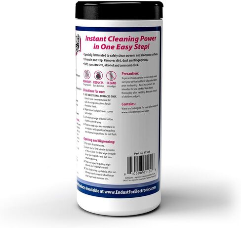 Endust For Electronics; Screen & Surface Cleaning Wipes, For TV, Phone, Computer Monitor, Laptop, Tablet, Pre-Moistened, Alcohol and Ammonia Free, 70 Count, 6 Pack (11506P6) in Saudi Arabia