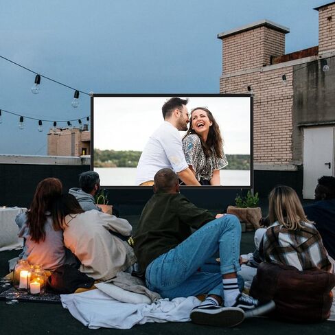TOWOND Projector Screen with Stand,120 inches Indoor Projector Screen Outdoor Portable 16:9 4K HD Rear Front Projection Movie Screen with Carry Bag Wrinkle-Free Design for Backyard Theater in Kuwait
