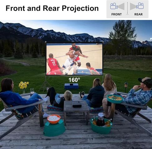 TOWOND Projector Screen with Stand,120 inches Indoor Projector Screen Outdoor Portable 16:9 4K HD Rear Front Projection Movie Screen with Carry Bag Wrinkle-Free Design for Backyard Theater in Kuwait