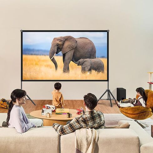 TOWOND Projector Screen with Stand,120 inches Indoor Projector Screen Outdoor Portable 16:9 4K HD Rear Front Projection Movie Screen with Carry Bag Wrinkle-Free Design for Backyard Theater in Kuwait