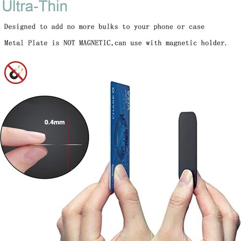 Adhesive Thin Metal Plates(Compatible with Magnetic Mounts),20PCS Metal Plates for Phone Case(10 Rectangle and 10 Round) S-07N(Black) in Kuwait