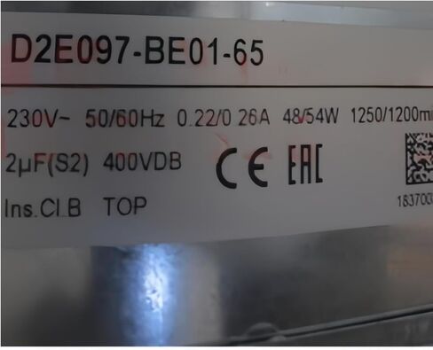 D2E097-BE01-65 230V 0.22/0.26A 48/54W 1250/1200RPM مروحة تبريد 97 ملم in Kuwait