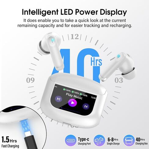Wireless Earbuds, AI Translation Earbuds Real Time Touch Screen, IvoryWhite in Kuwait