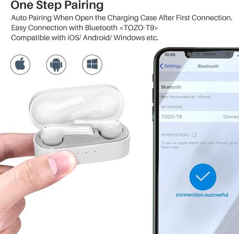 TOZO T9 Wireless Earbuds Bluetooth 5.3 Crystal Sound in Ear Headphones in Kuwait
