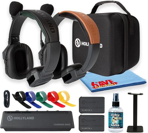Hollyland Solidcom SE Global 2S Wireless Intercom Headset System, 2-Person, Full Duplex, Noise Cancellation, 1100 ft, PTT Mute, Single-Ear for TV and Film Production (Bundle) in Kuwait