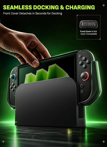 Mumba Fortress Case for Nintendo Switch 2 with Front Cover & Metal Stand, 6 Game Card Slots, Detachable for Dock, One-Piece Secure Joy-Con, Military-Grade 360° Protection (Black) in Kuwait