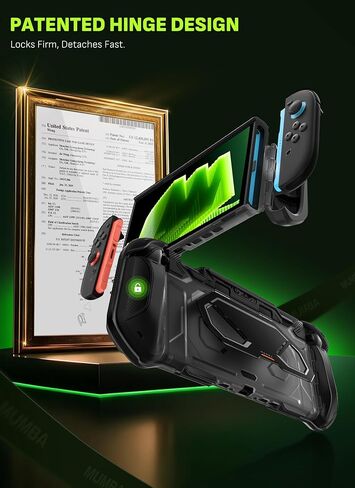 Mumba Fortress Case for Nintendo Switch 2 with Front Cover & Metal Stand, 6 Game Card Slots, Detachable for Dock, One-Piece Secure Joy-Con, Military-Grade 360° Protection (Black) in Kuwait