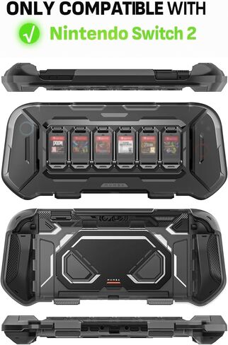 Mumba Fortress Case for Nintendo Switch 2 with Front Cover & Metal Stand, 6 Game Card Slots, Detachable for Dock, One-Piece Secure Joy-Con, Military-Grade 360° Protection (Black) in Kuwait