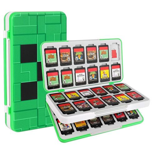 TIKOdirect 48 Switch Game Card Case for Switch 2/ 1/ OLED/ Lite with 48 Cartridge Slots for Game Cards and SD Cards, Kawaii Cute Portable Compact Storage Box with Magnetic Closure, Green M in Kuwait