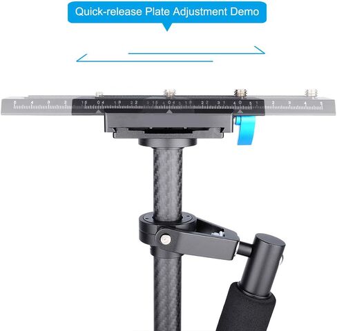 Estink Carbon Fiber Handheld Stabilizer with Plate, Adjustable Height 15-23.6in, for DSLR Cameras 0.5-3kg Load (Black) in Saudi Arabia