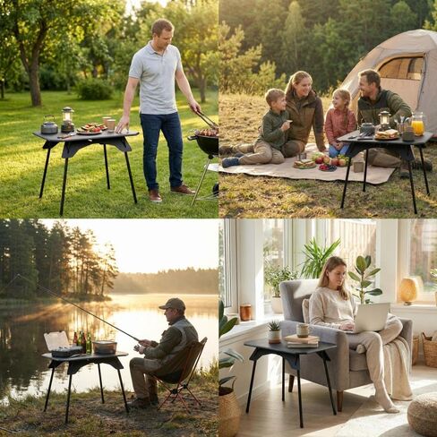 Folding Camping Table,Outdoor Small Portable Aluminum Camp Table with Backpacking Carrying Bag for Camping Beach Picnic Grilling Hiking FishingTravel (Black) in Saudi Arabia