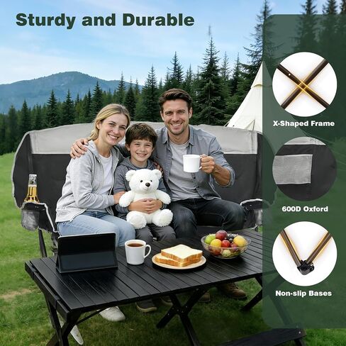 SUNNYFEEL Heated Double Camping Chair, Padded Loveseat with 3 Heat Levels in Saudi Arabia