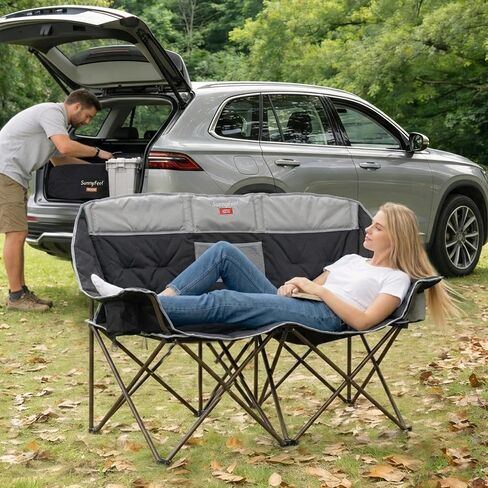 SUNNYFEEL Heated Double Camping Chair, Padded Loveseat with 3 Heat Levels in Saudi Arabia
