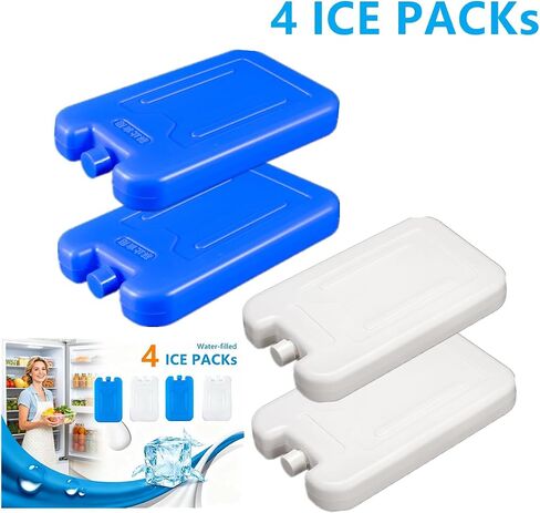 Water Filled Reusable Ice Cooler Packs, Blue & White Refillable Cool Packs for Lunch Boxes, Coolers, Keep Food Drinks Cold for School Picnic Camping in Saudi Arabia