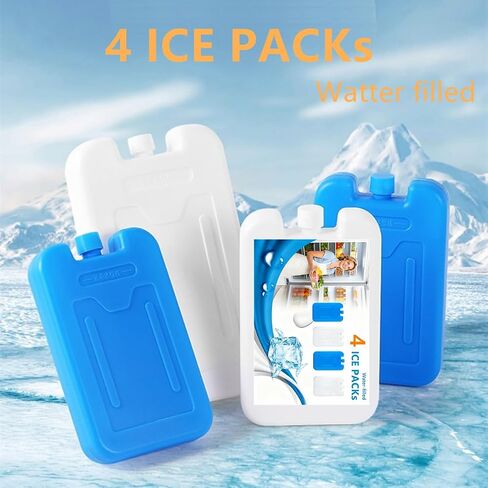 Water Filled Reusable Ice Cooler Packs, Blue & White Refillable Cool Packs for Lunch Boxes, Coolers, Keep Food Drinks Cold for School Picnic Camping in Saudi Arabia