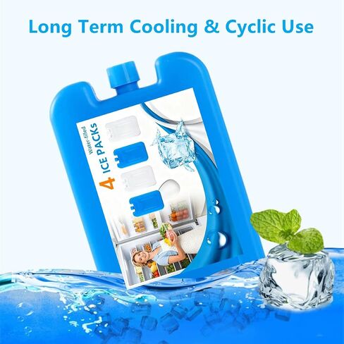 Water Filled Reusable Ice Cooler Packs, Blue & White Refillable Cool Packs for Lunch Boxes, Coolers, Keep Food Drinks Cold for School Picnic Camping in Saudi Arabia