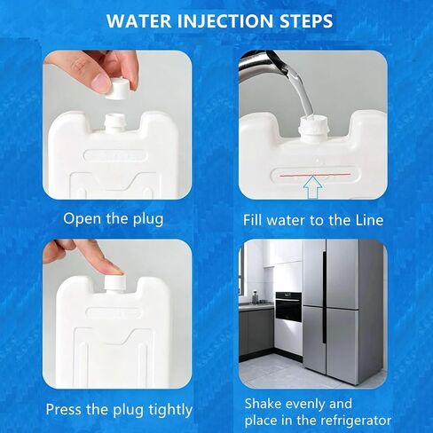 Water Filled Reusable Ice Cooler Packs, Blue & White Refillable Cool Packs for Lunch Boxes, Coolers, Keep Food Drinks Cold for School Picnic Camping in Saudi Arabia