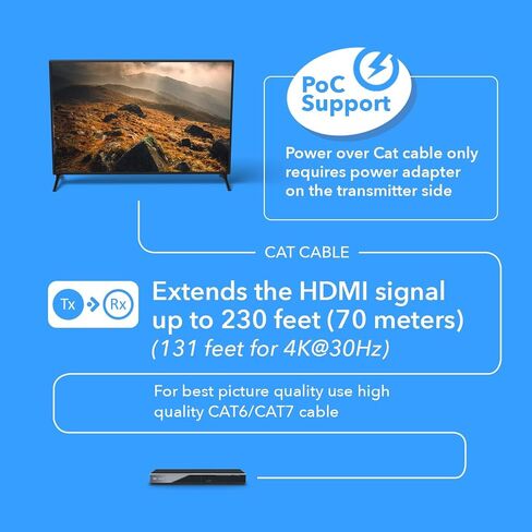 OREI HDMI to Ethernet 4K Extender 230ft - Loop Out, One-Way IR PoC HDCP 1.4 in Saudi Arabia