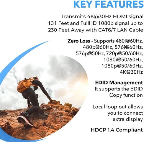 OREI HDMI to Ethernet 4K Extender 230ft - Loop Out, One-Way IR PoC HDCP 1.4 in Saudi Arabia