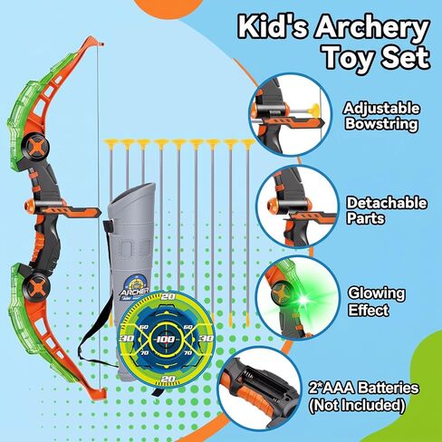Kids Bow and Arrow Set for 6-12 Boys Girls - LED Light Up Archery Toy in Saudi Arabia
