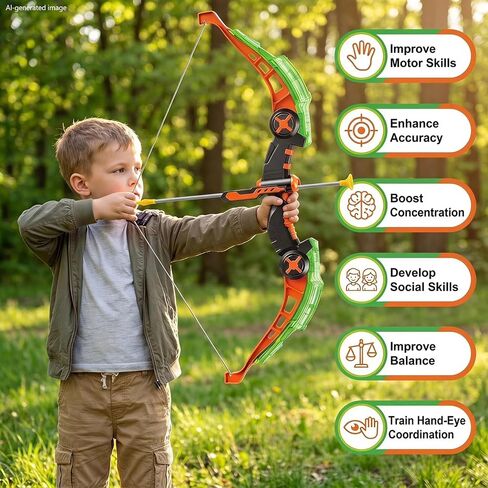 Kids Bow and Arrow Set for 6-12 Boys Girls - LED Light Up Archery Toy in Saudi Arabia
