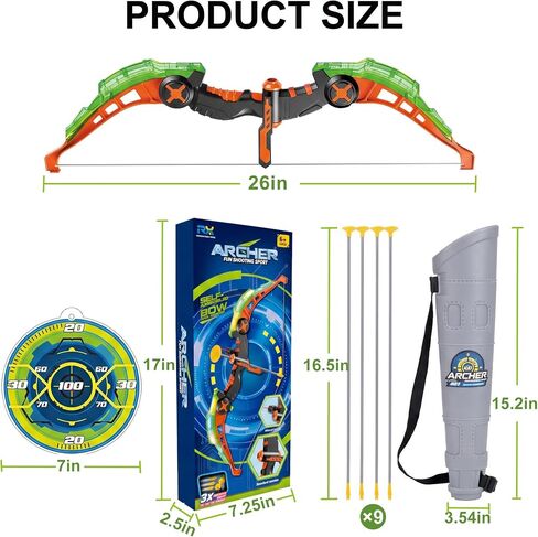 Kids Bow and Arrow Set for 6-12 Boys Girls - LED Light Up Archery Toy in Saudi Arabia