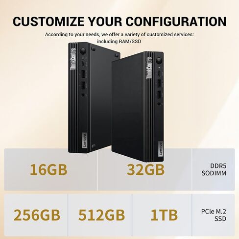 Lenovo ThinkCentre M75q Tiny Business Desktop, AMD 4-Core Ryzen 3 8300GE, Customized 16GB-32GB RAM, 256GB-1TB SSD, Support 2-Monitor 4K, HDMI, DP, Wi-Fi 6, Wired KB & Mouse, Windows 11 Pro in Kuwait