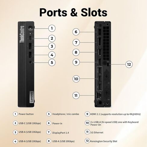 Lenovo ThinkCentre M75q Tiny Business Desktop, AMD 4-Core Ryzen 3 8300GE, Customized 16GB-32GB RAM, 256GB-1TB SSD, Support 2-Monitor 4K, HDMI, DP, Wi-Fi 6, Wired KB & Mouse, Windows 11 Pro in Kuwait