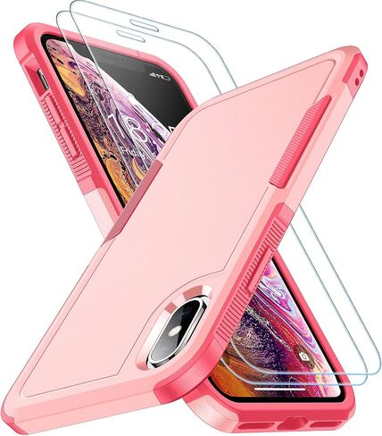 SPIDERCASE for iPhone Xs Max Case, [10 FT Military Grade Drop Protection] [Non-Slip] [2 pcs Tempered Glass Screen Protector] Shockproof Airbag Cushion Protective Case for iPhone Xs Max 6.5" (Black) in Saudi Arabia