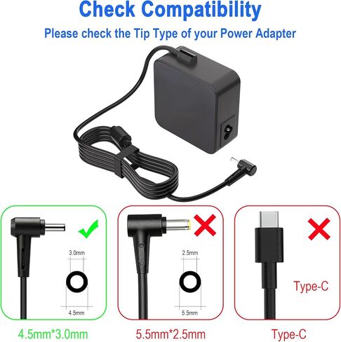 90W Laptop Charger for ASUS Vivobook m1603q ExpertBook 4.5x3.0mm 19V 4.74A in Kuwait