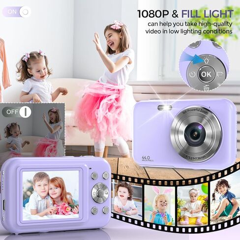 كاميرا رقمية، كاميرا تسجيل فيديو بدقة FHD 1080P بدقة 44 ميجابكسل (أرجواني) in Kuwait