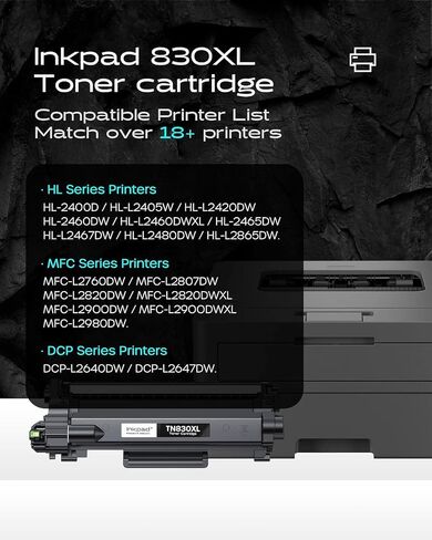 TN830XL TN830 Toner Cartridges for DCP-L2640DW HL-L2460DW, 2 Pack Black in Saudi Arabia