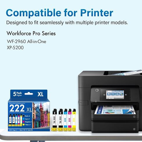 Remanufactured for 222XL Ink Cartridge Combo Pack for 222 for Epson XP-5200 in Kuwait