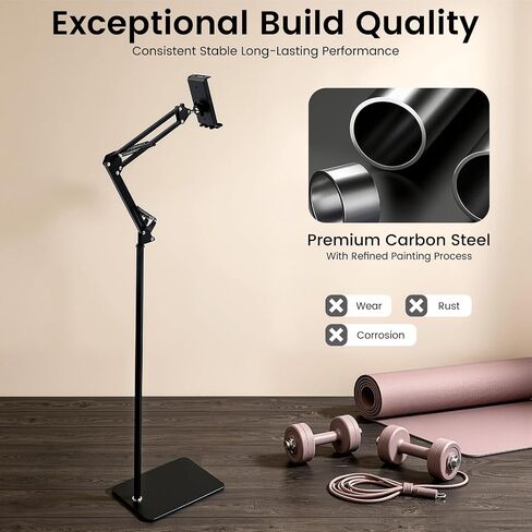360° Rotating Phone Tablet Stand Floor, Adjustable Tablet Mobile Holder, Height Adjustable Cell Phone Stand Book Holder Compatible with iPhone iPad Pro Air Mini Samsung Tab, Kindle in Saudi Arabia