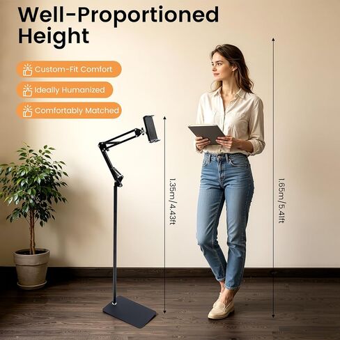 360° Rotating Phone Tablet Stand Floor, Adjustable Tablet Mobile Holder, Height Adjustable Cell Phone Stand Book Holder Compatible with iPhone iPad Pro Air Mini Samsung Tab, Kindle in Saudi Arabia